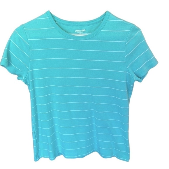 Lands’ End Woman’s Fitted Cotton Tee Shirt - Picture 1 of 7
